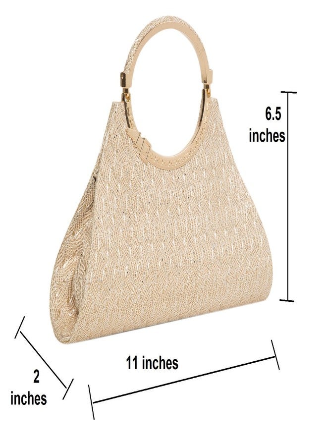 ADISA Women Girls Clutch Bag Purse Handbag Wedding Bridal (Gold) - Image 3